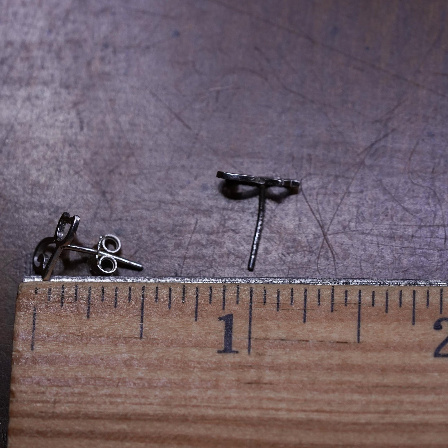 Vintage Sterling silver handmade studs, 925 cat kitty earrings
