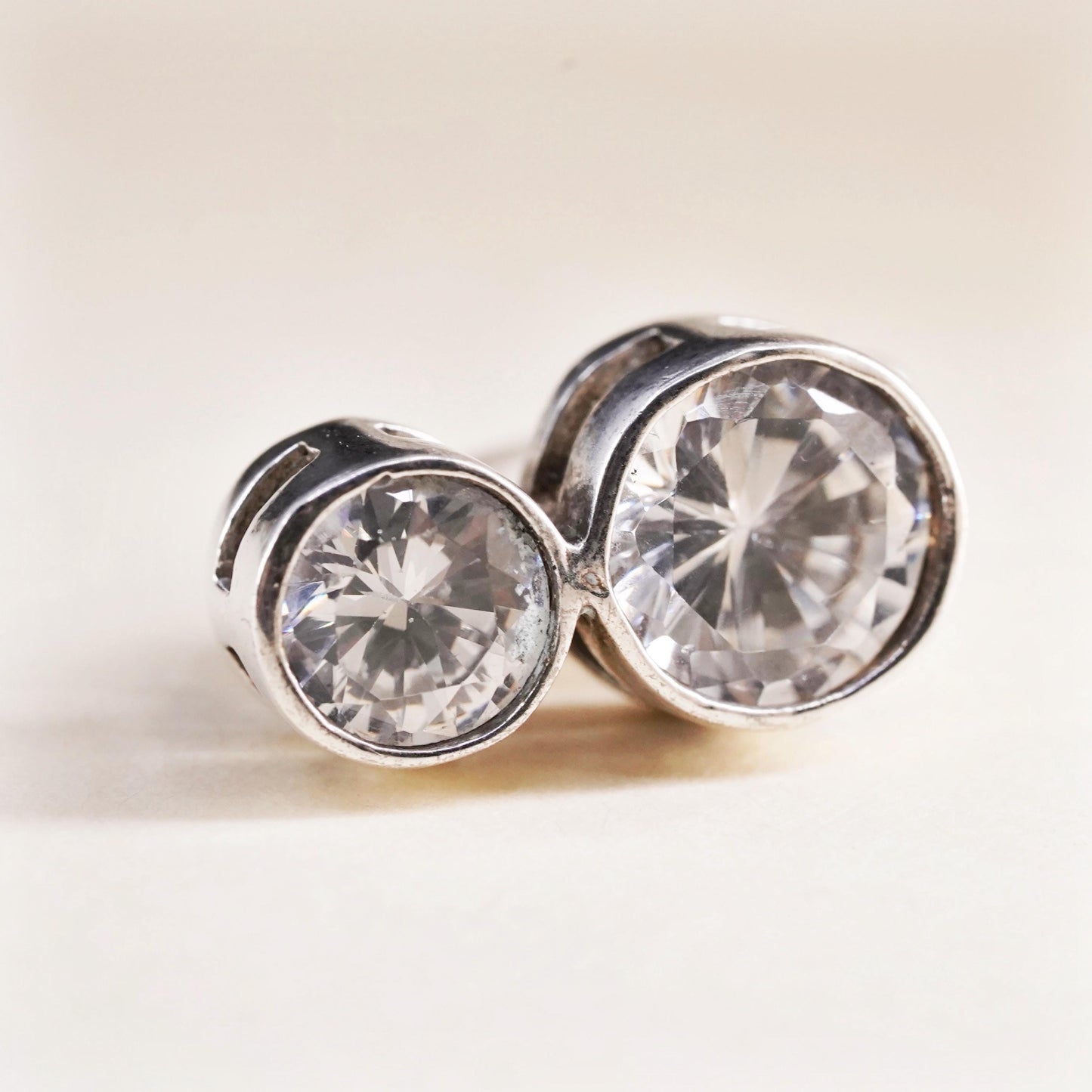 0.75”, Fashion sterling silver single earring, 925 silver huggie hoop with clear Cz
