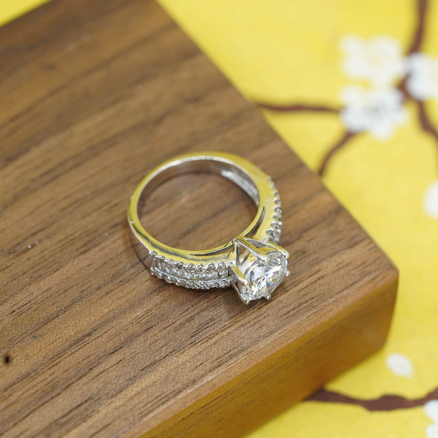 Size 7, vintage Sterling silver handmade ring, 925 engagement band with cz