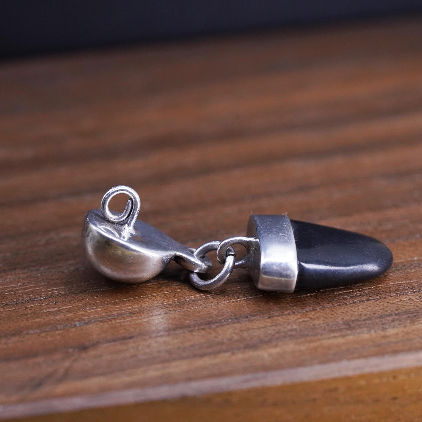 Vintage Mexican Sterling 925 silver handmade pendant with onyx