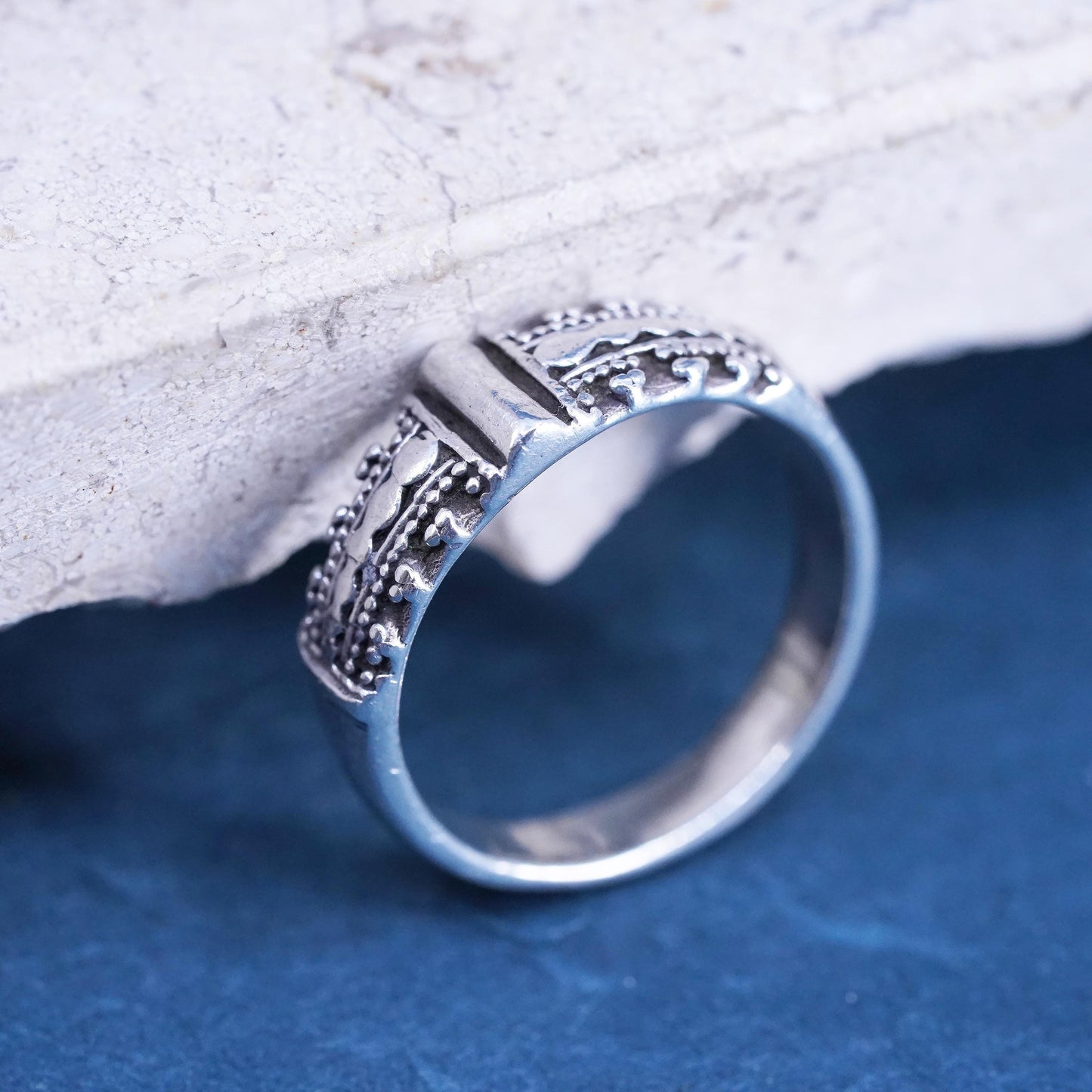 Size 6.5, vintage Sterling silver handmade ring, 925 textured band