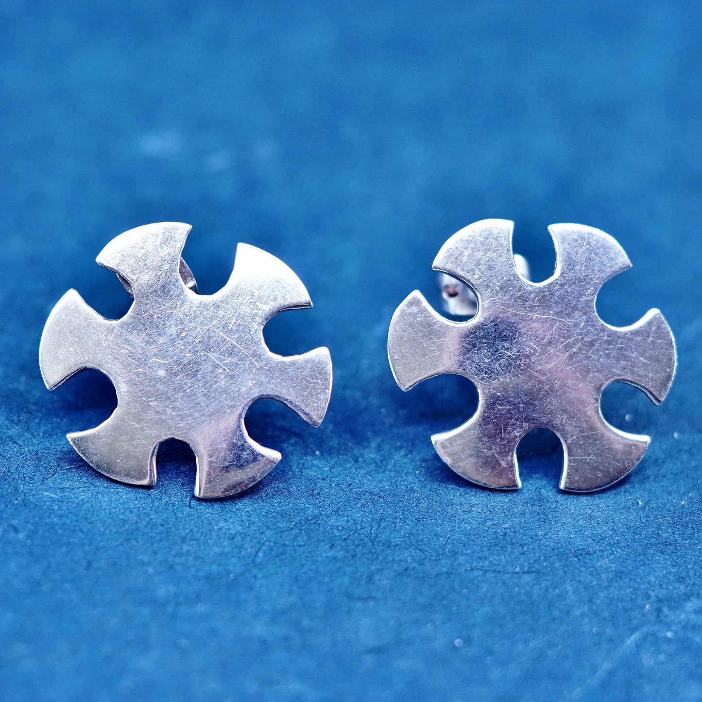 vintage Sterling 925 silver handmade studs earrings