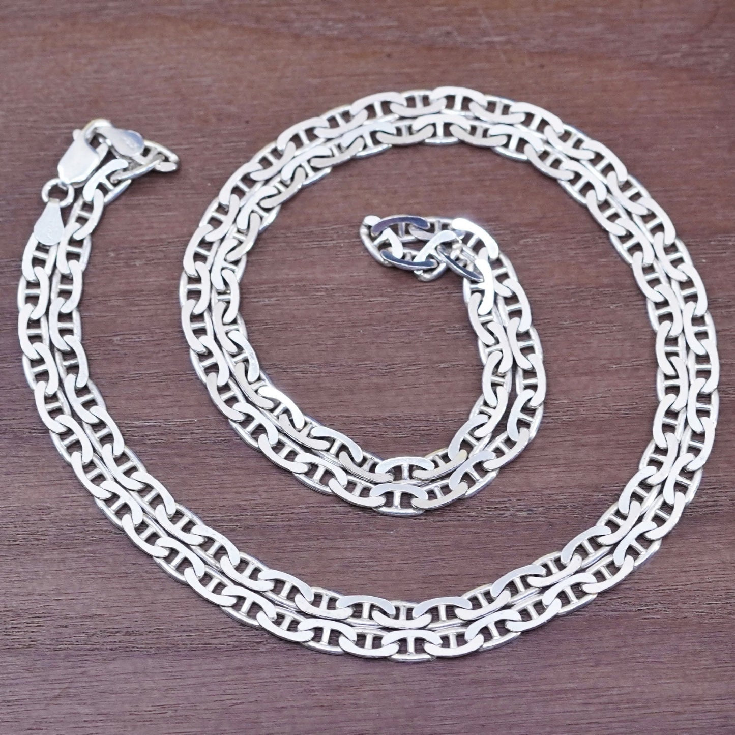 30” 4mm, vintage Sterling silver anchor chain, Italy 925 necklace