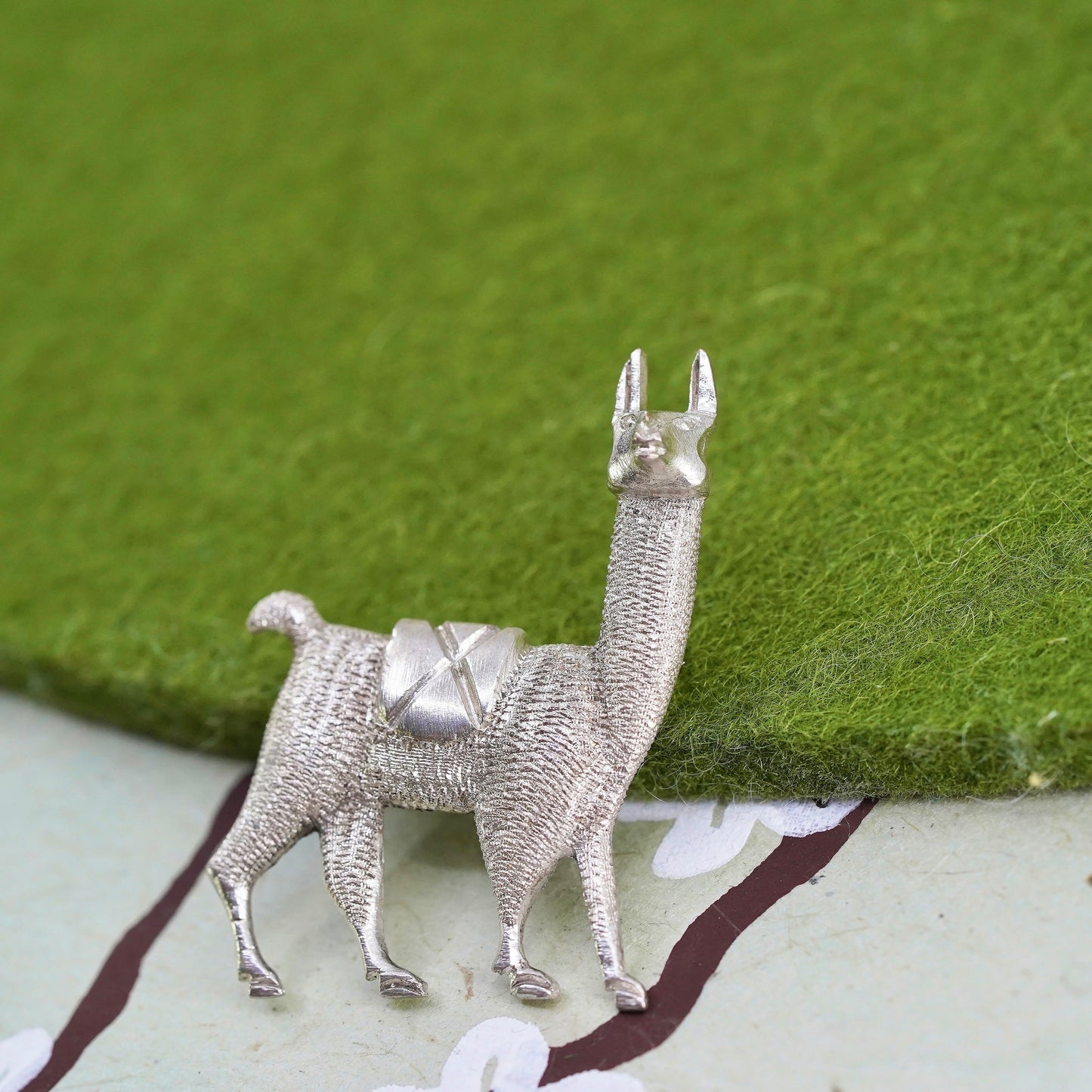 Vintage sterling 925 silver llama brooch, Southwestern handmade pin
