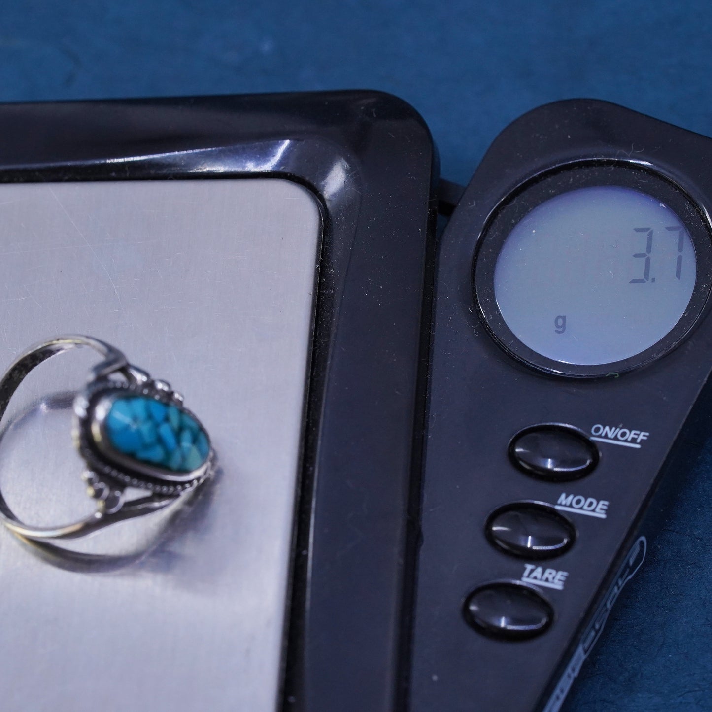 Size 7, Native American, southwestern Sterling silver handmade ring turquoise