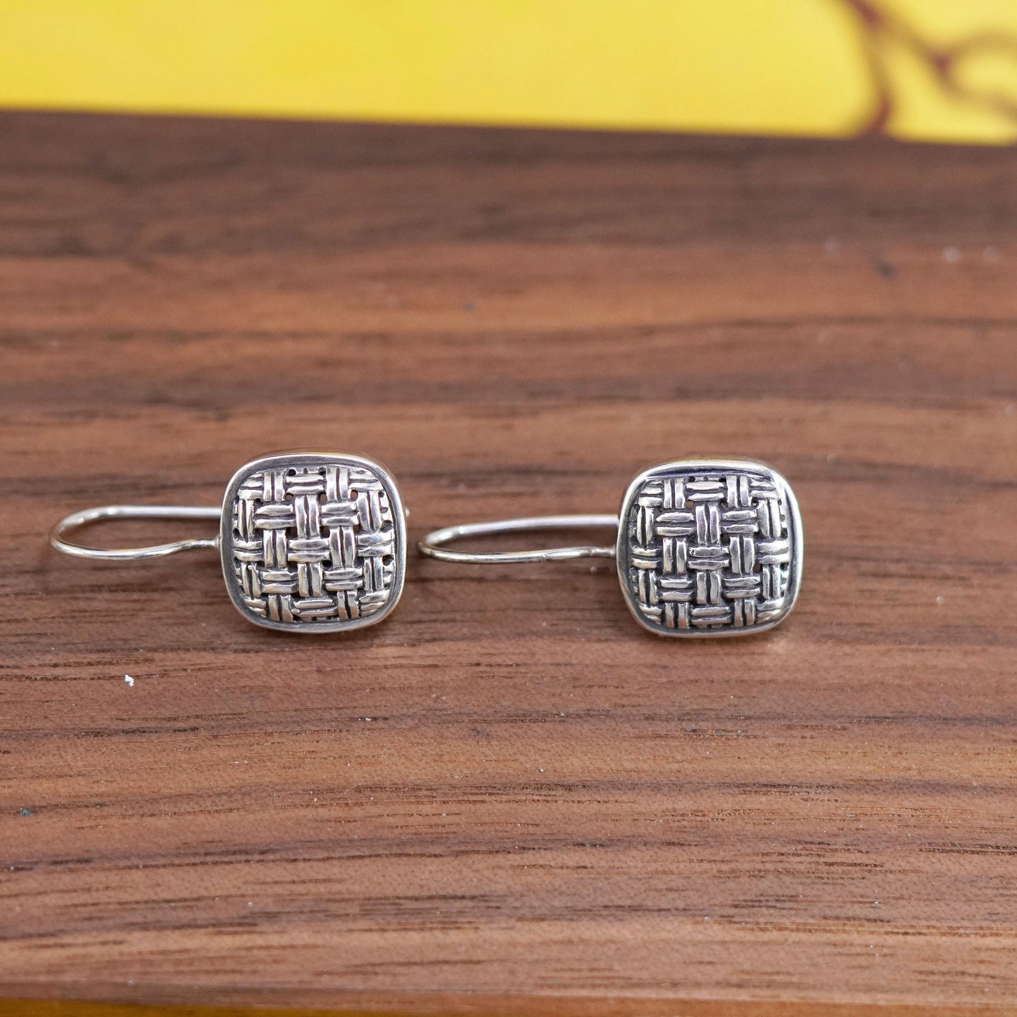 Vintage 925 Sterling Silver handmade square Earrings