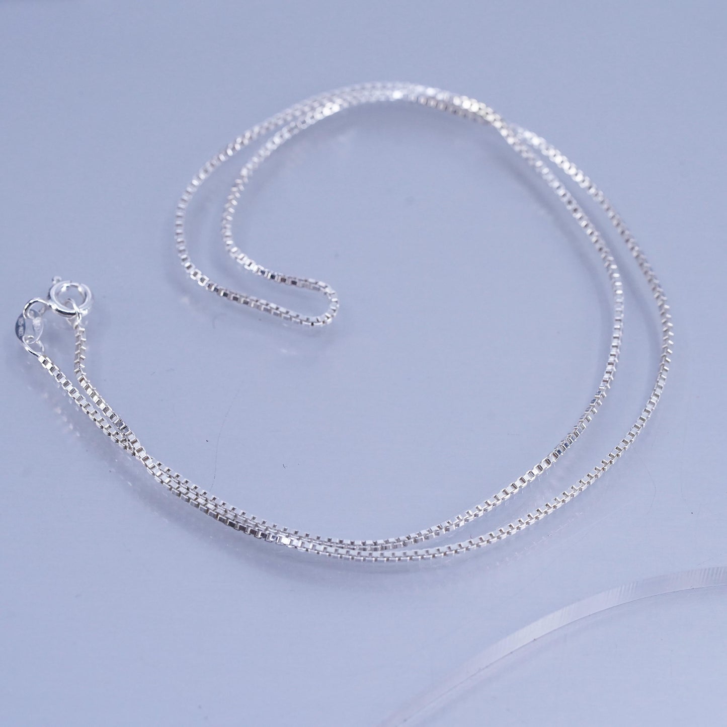 18” 1mm, vintage Italy 925 silver box chain necklace