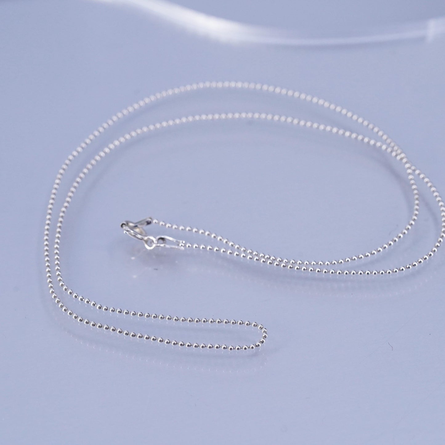 18” 1mm, vintage Italy Sterling 925 silver bead chain necklace