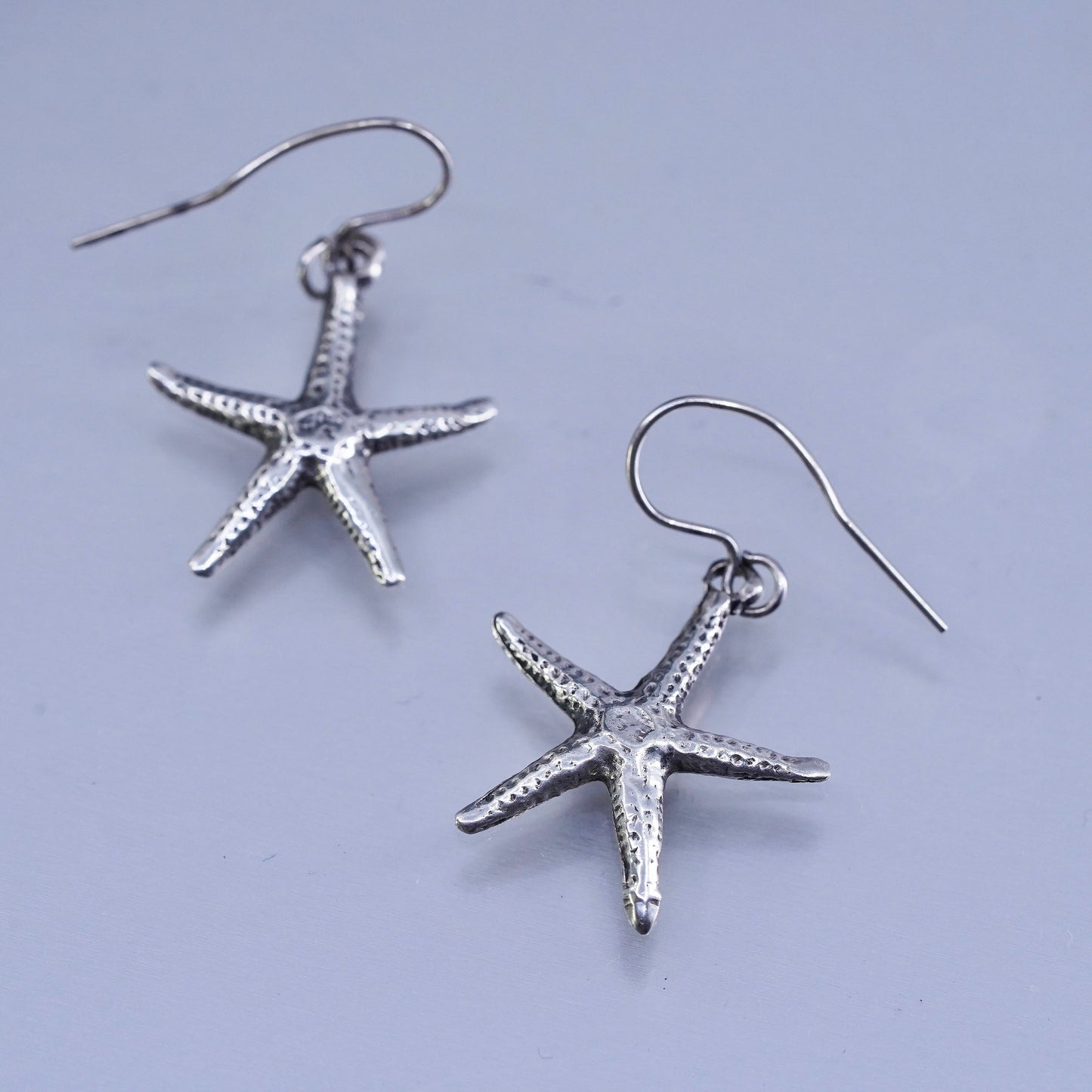 Vintage sterling 925 silver handmade earrings with star starfish dangles