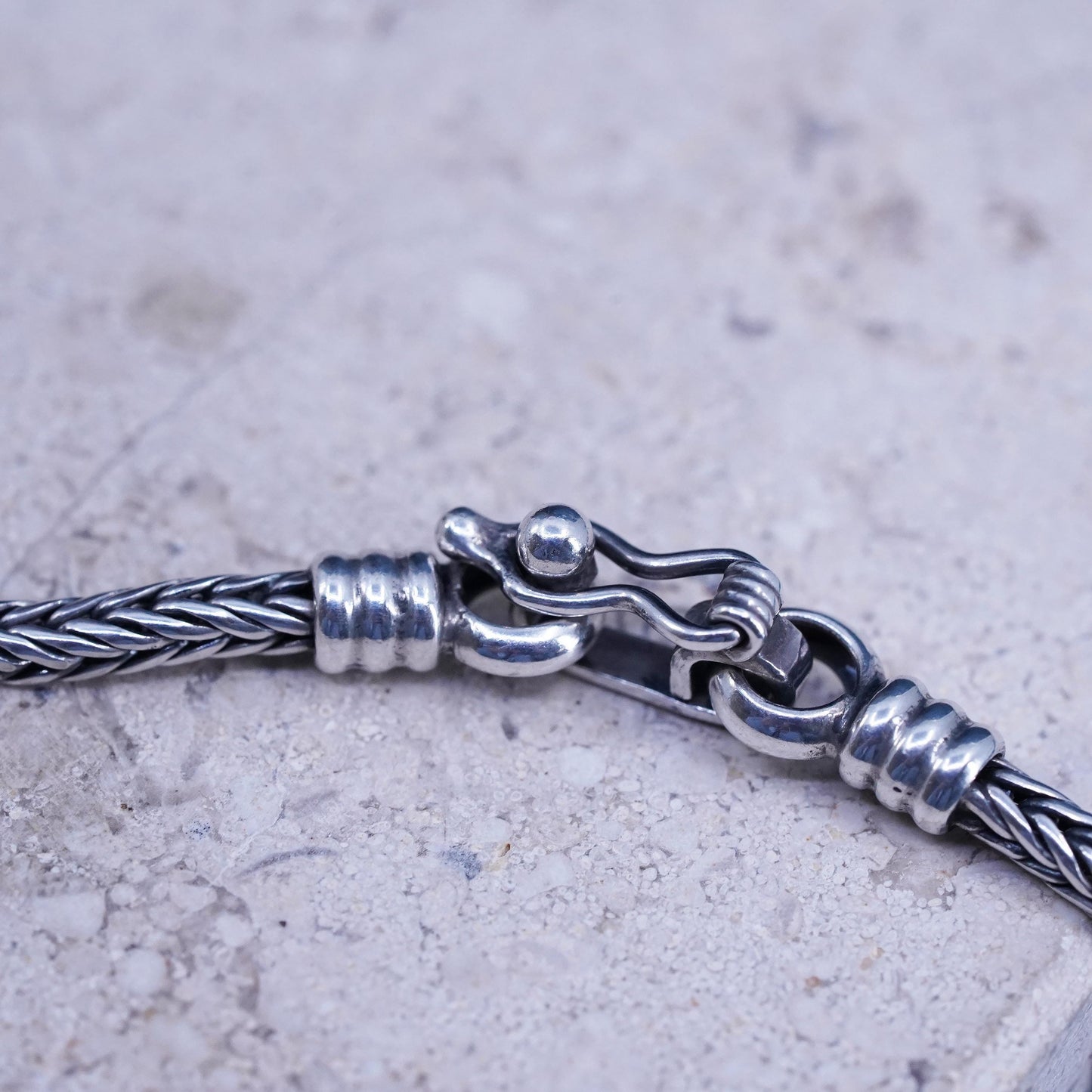 16" 3mm, vintage Sterling silver necklace, solid 950 silver wheat chain