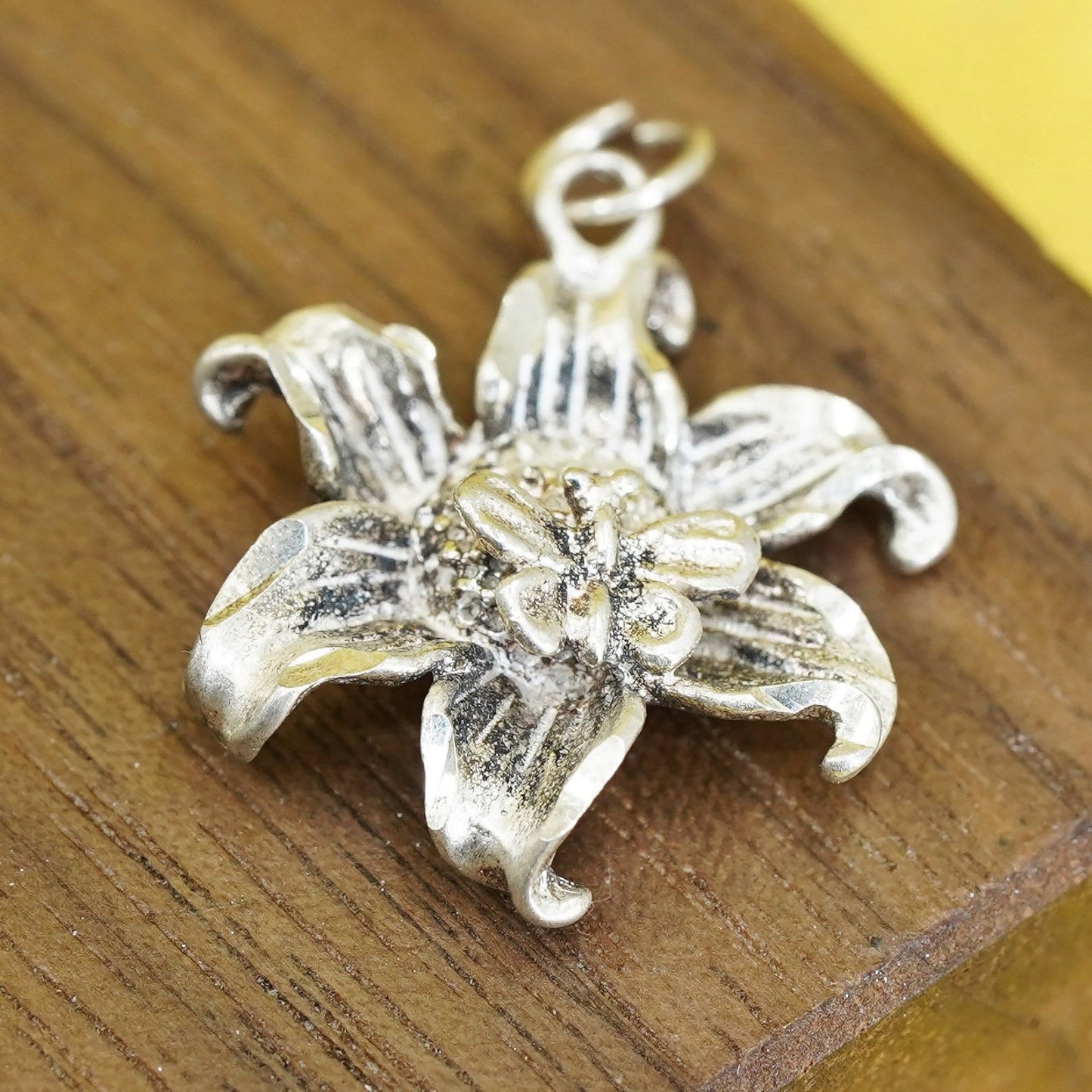 Sterling silver handmade pendant, 925 hibiscus Hawaii state flower w/ butterfly