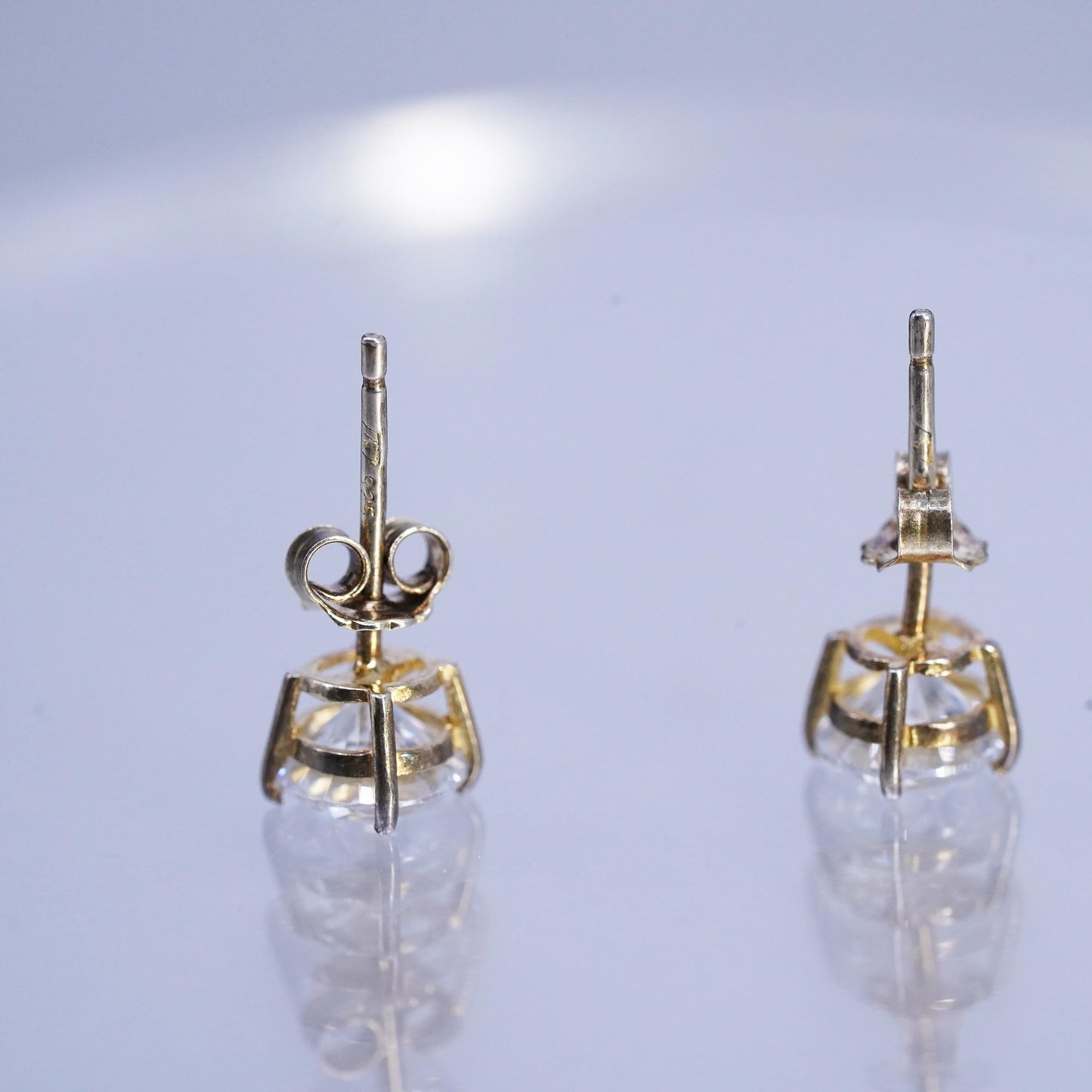 6mm Vintage rose gold Sterling 925 silver earrings, studs with round Cz