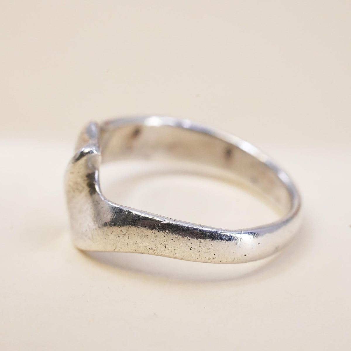 Size 7.25, vintage sterling silver handmade ribbed ring, 925 wavy band