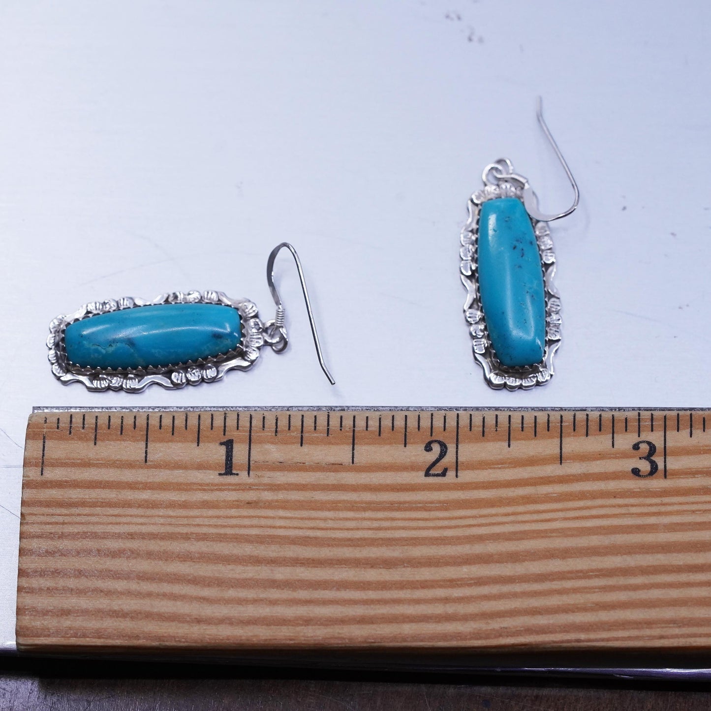 Vintage Sterling 925 silver handmade earrings with turquoise
