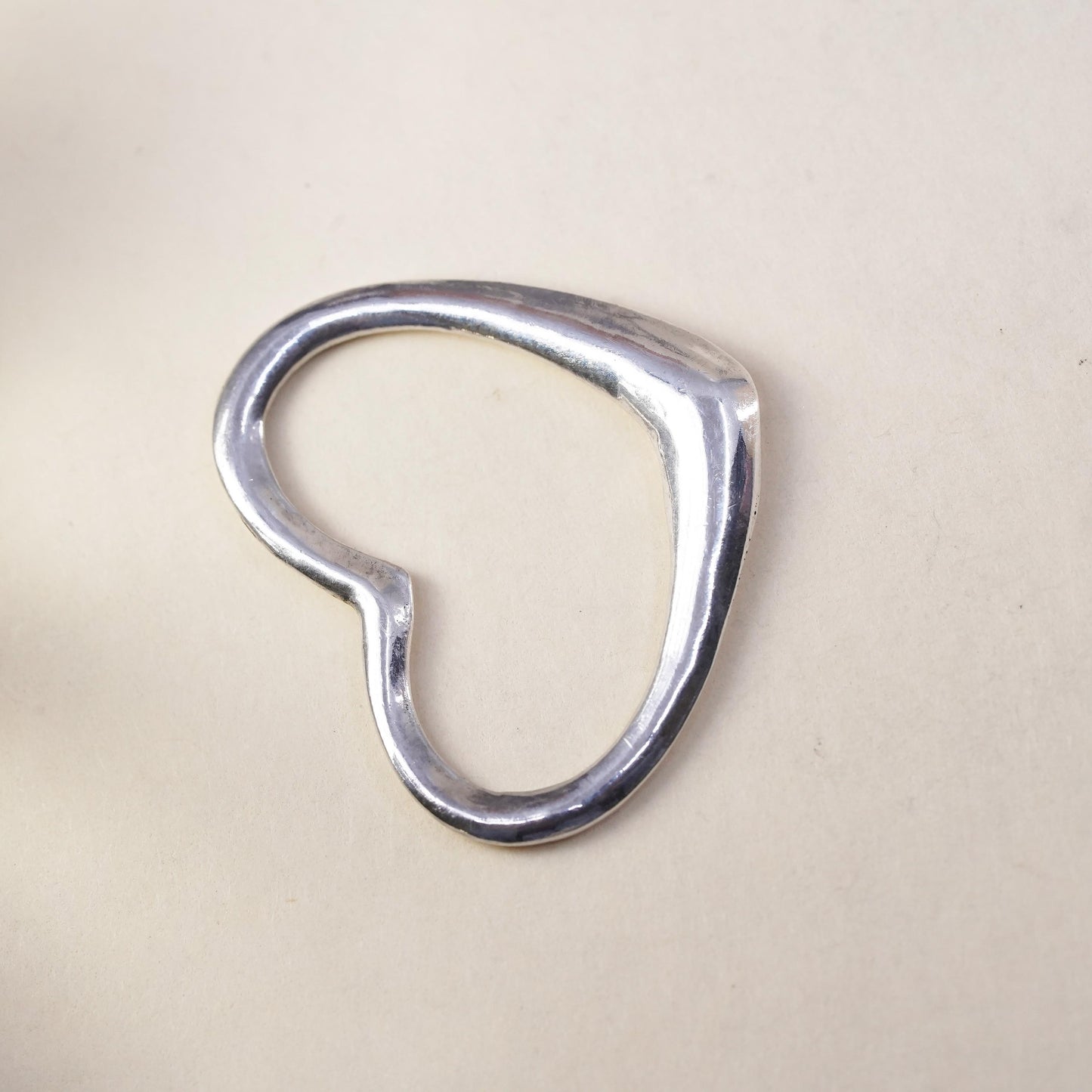 Vintage sterling silver heart shaped charm, 925 silver pendant