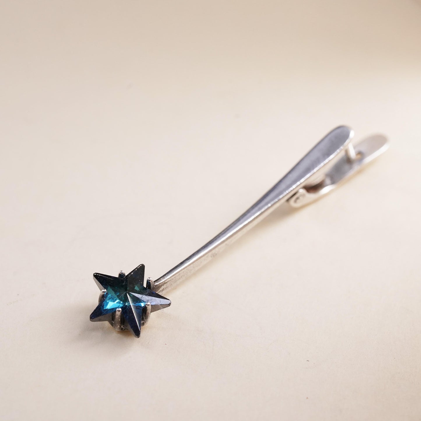 Jenavi Sterling 925 Silver single 1 earring blue crystal star, Latch Back