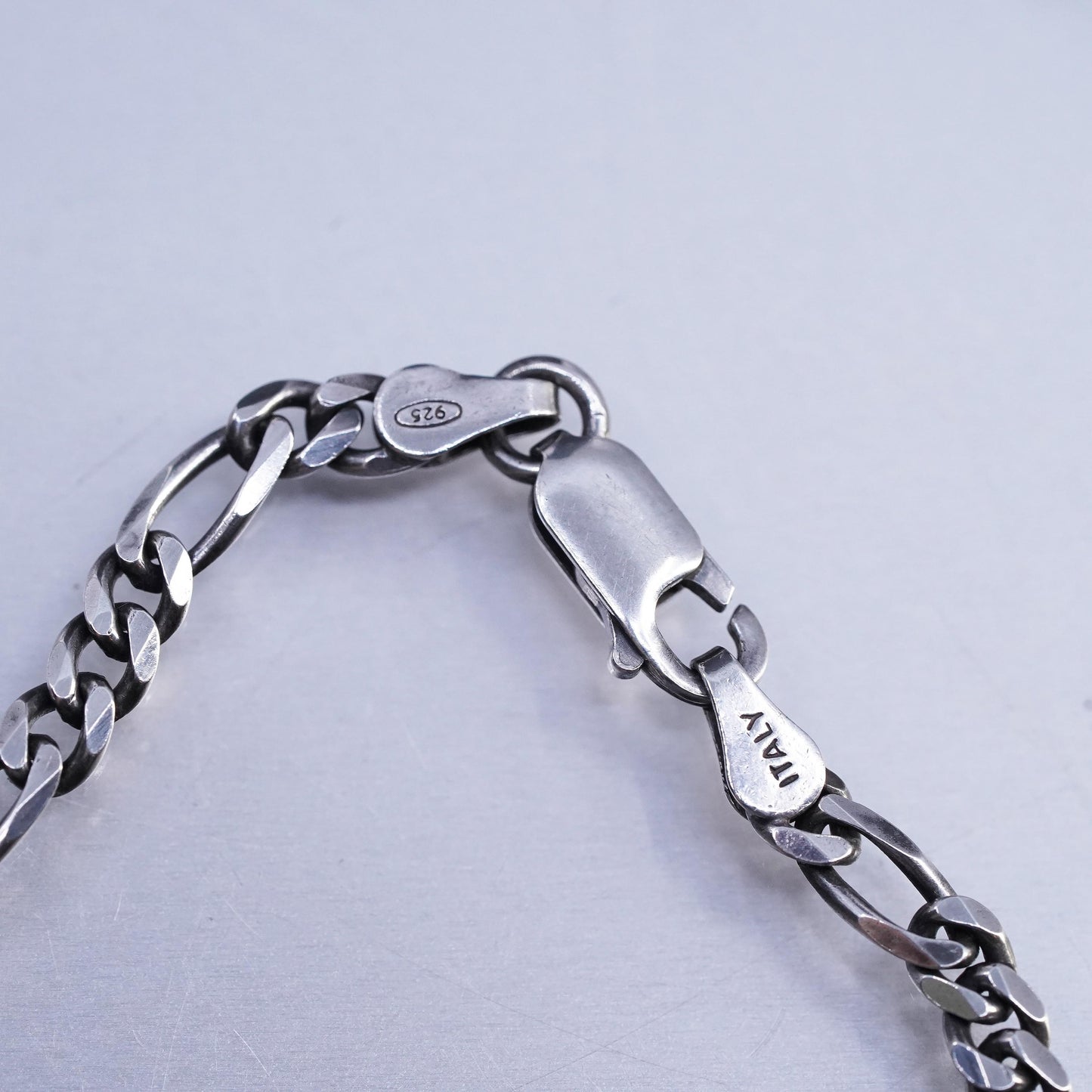 24" 4mm, vintage Sterling 925 silver figaro chain necklace
