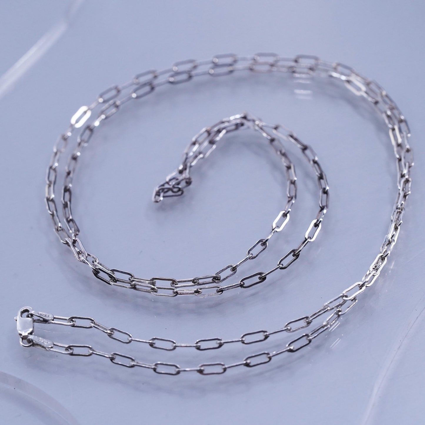 30” 3mm, vintage Italian Sterling 925 silver elongated chain necklace