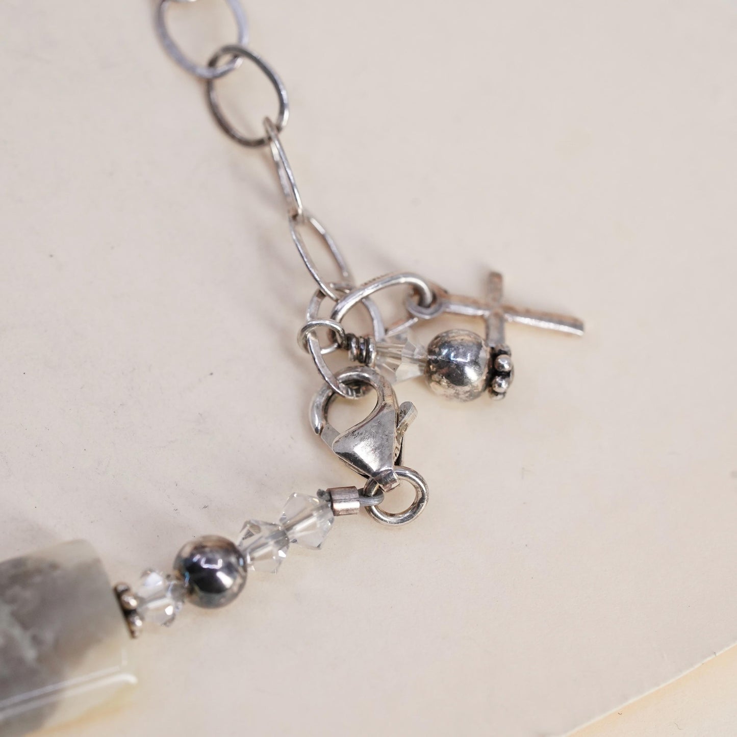 7+2", vintage Sterling 925 silver handmade bracelet with jasper links