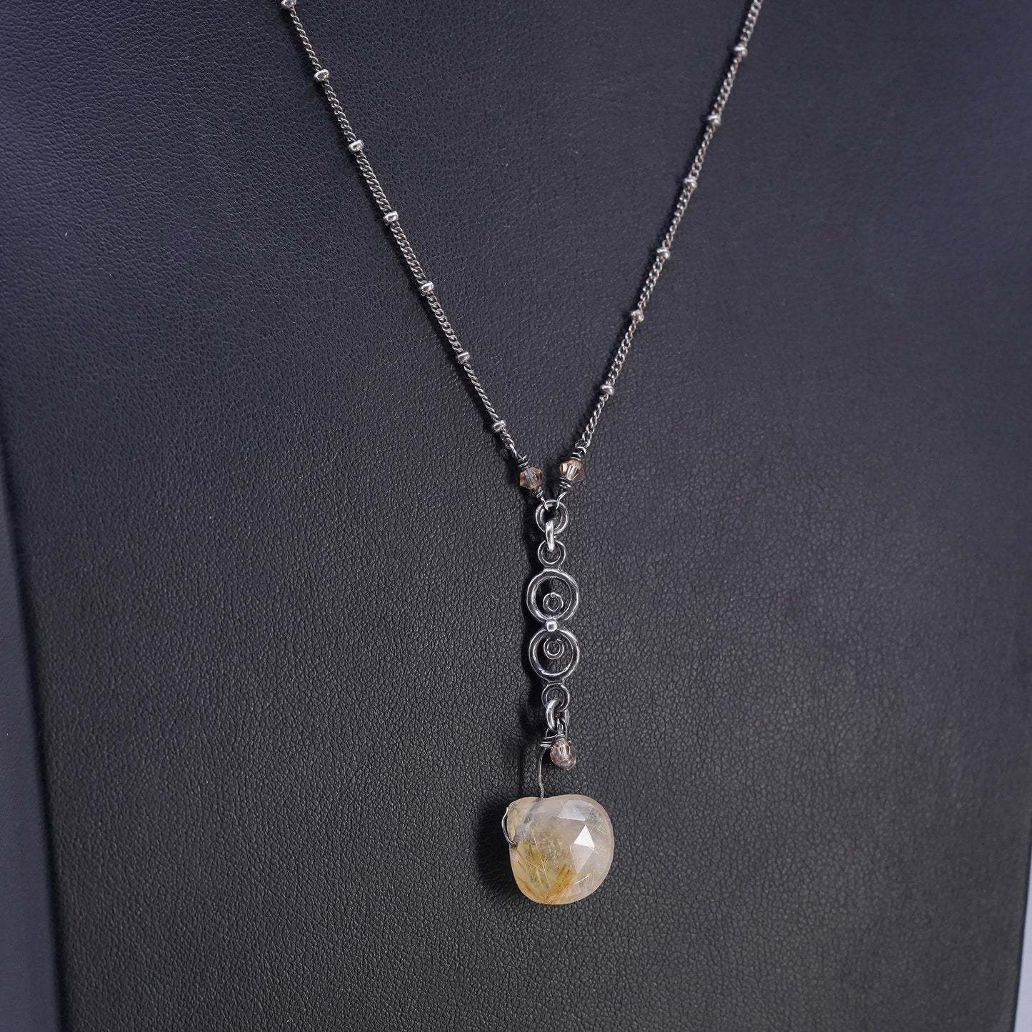18+1", Athena Designs Sterling 925 silver necklace ritualized quartz pendant