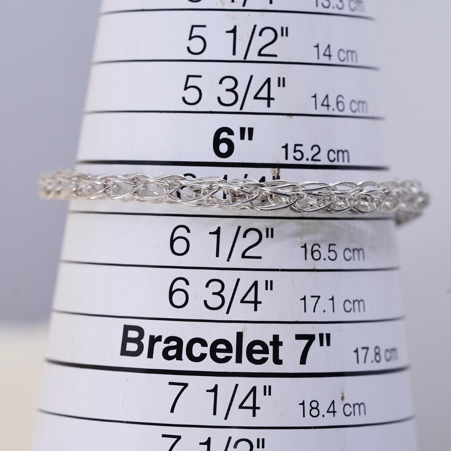 6.25”, vintage sterling silver bracelet, 925 wheat chain with filigree clasp