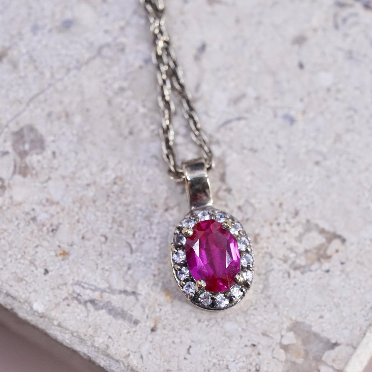 18", Stauer vermeil yellow gold Sterling 925 silver rope necklace ruby pendant