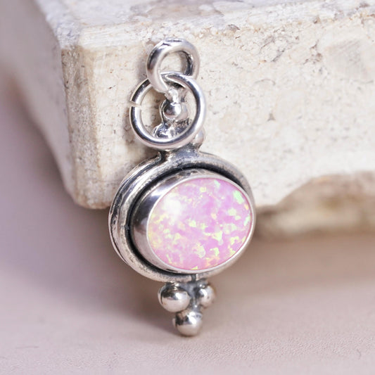 Vintage Sterling silver 925 handmade pendant, opal charm