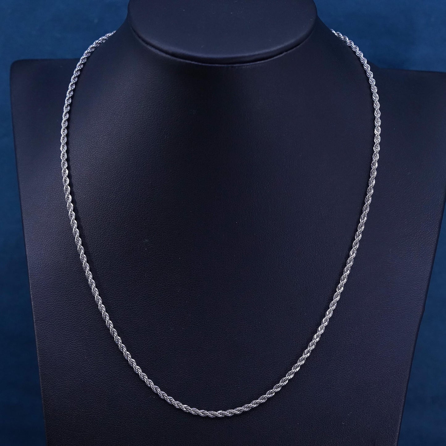 18” 3mm, vintage Sterling silver handmade necklace, 925 diamond rope chain