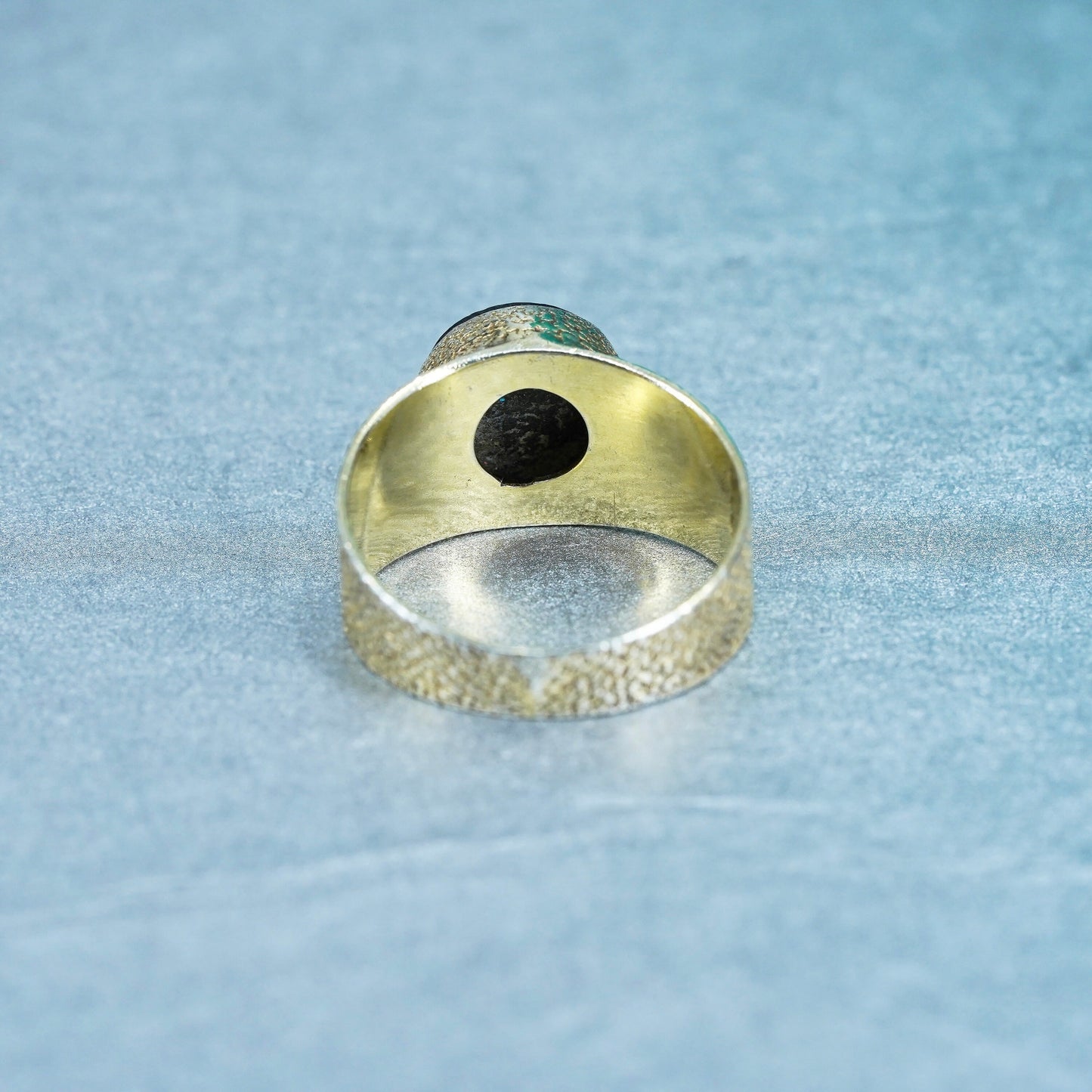 Size 9.5, vermeil gold over Sterling 925 silver ring druzy glittering stone