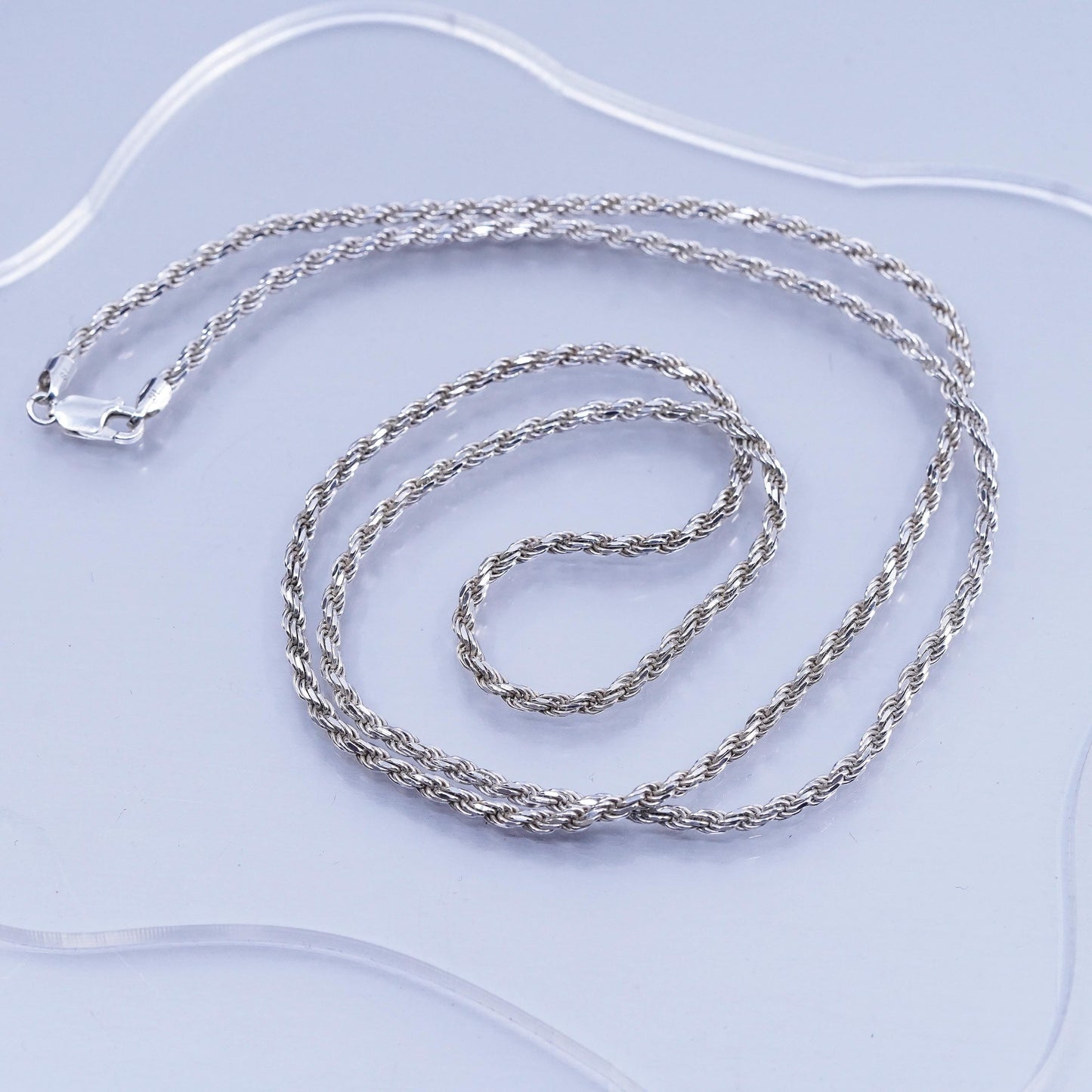30” 3mm, vintage Italian Sterling 925 silver bold rope chain necklace