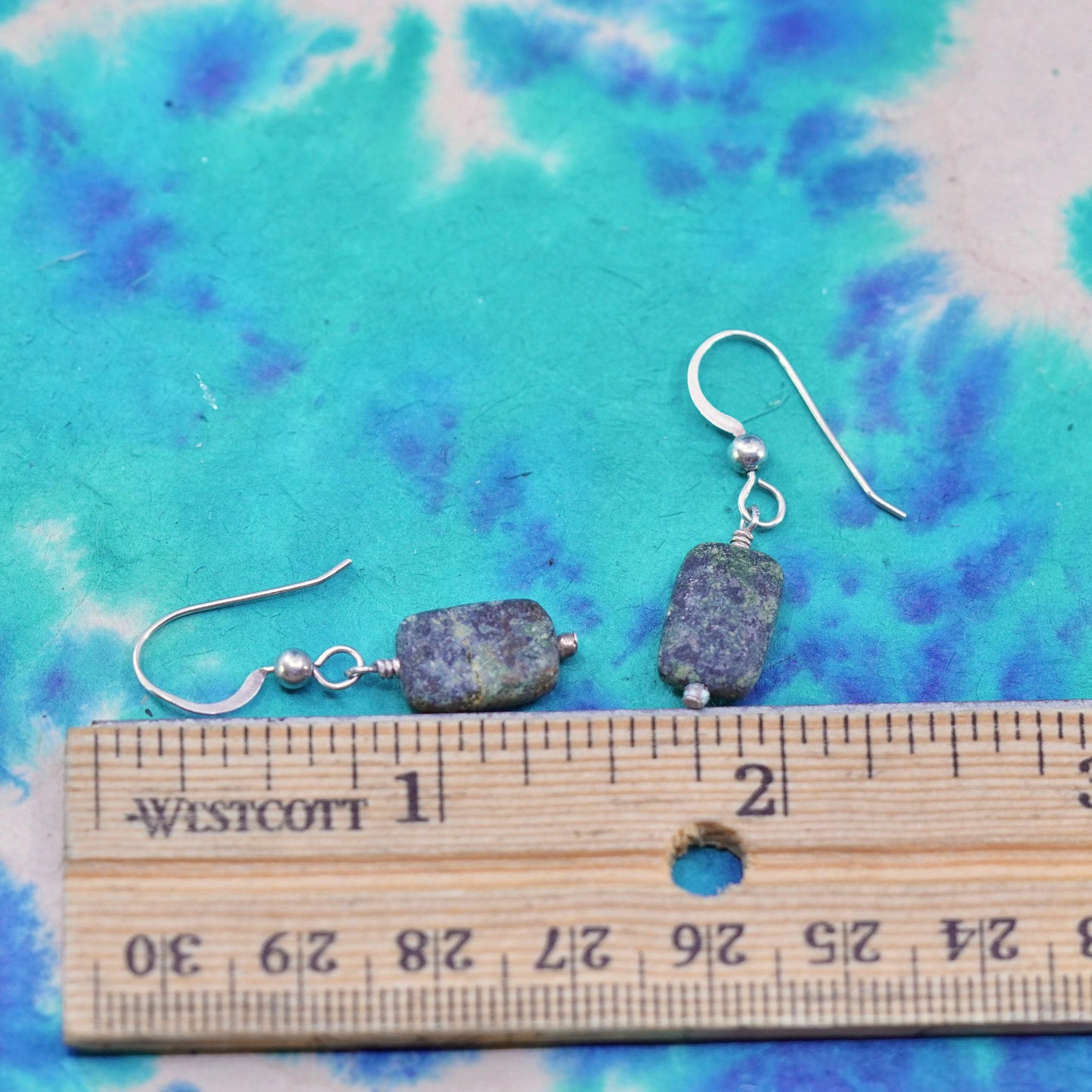 Vintage Sterling silver handmade earrings, 925 hooks with jasper