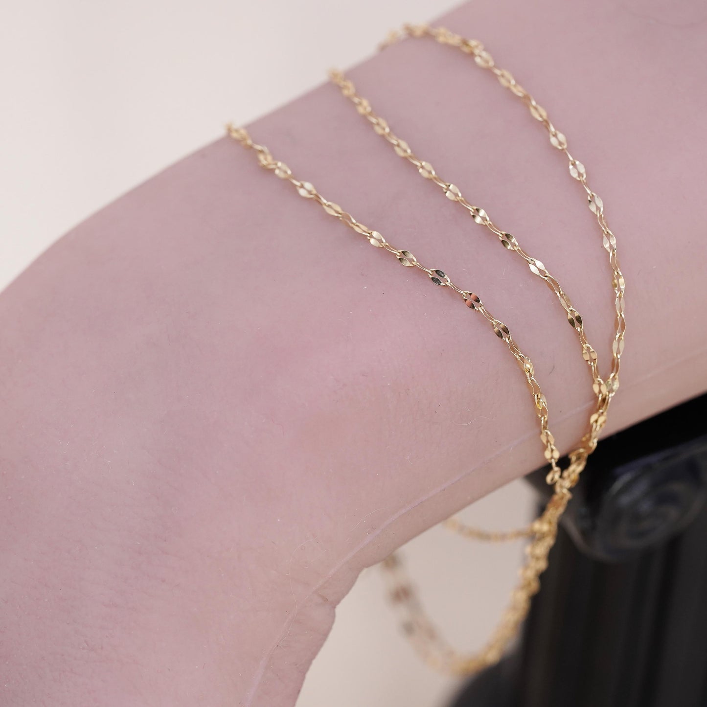 8.25+1”, VTG yellow gold over sterling 925 silver bracelet, multi strands chain
