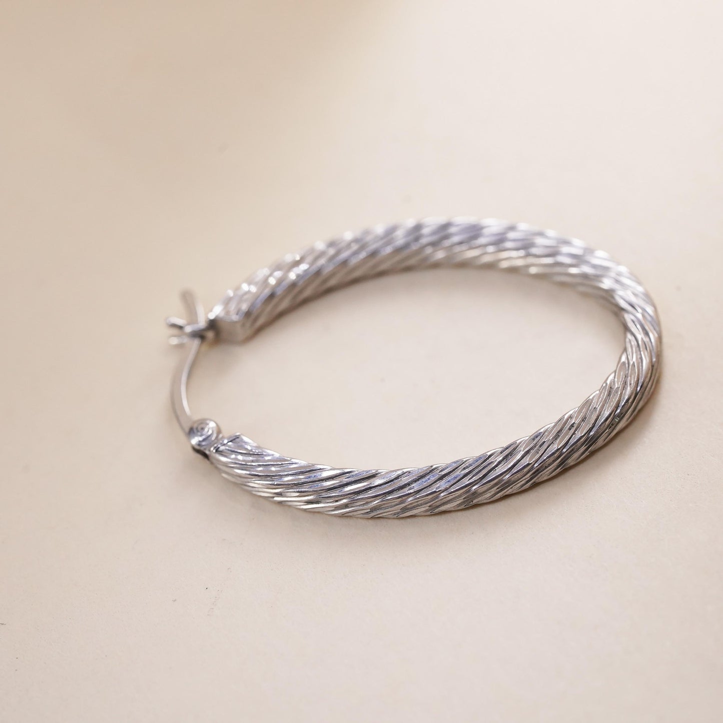 1.25”, Vintage sterling silver loop single earring, minimalist primitive hoop
