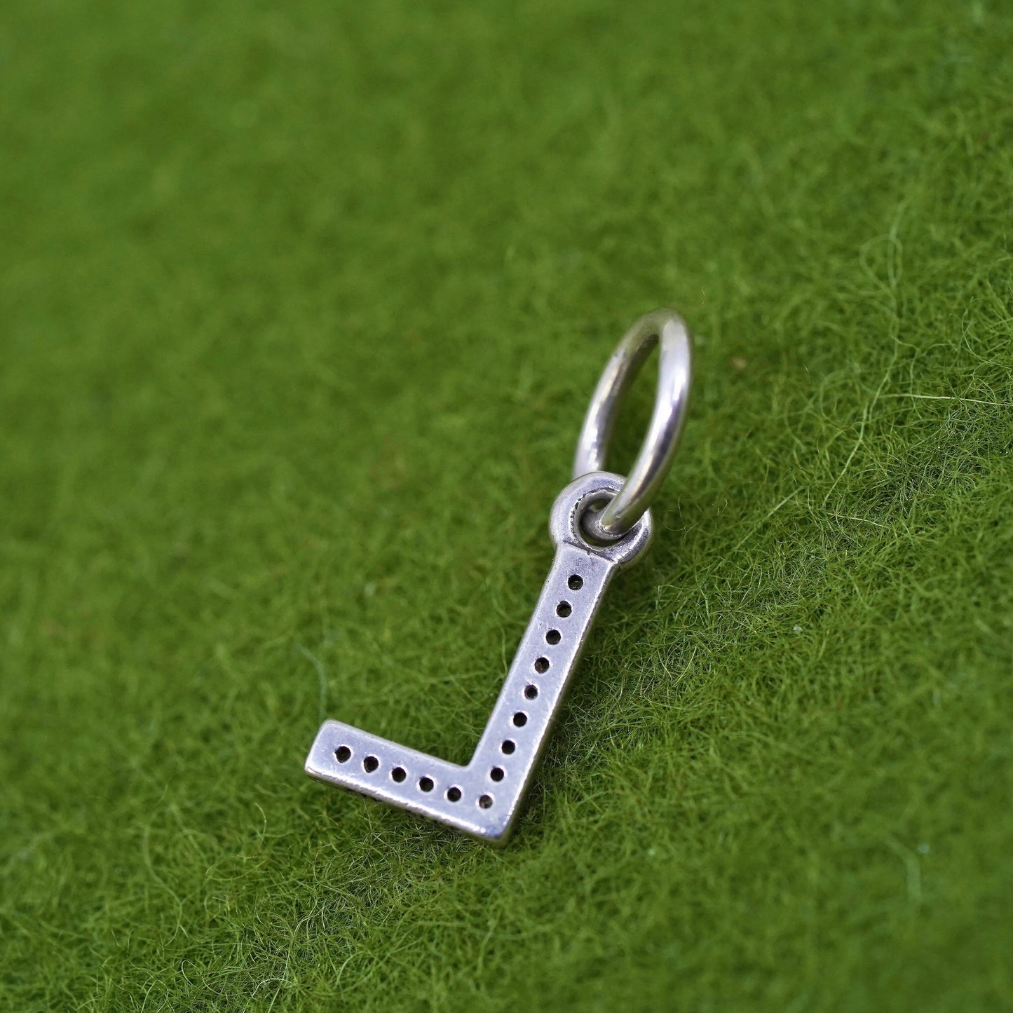 Vintage ALE sterling silver handmade pendant, 925 letter “L” charm with cz