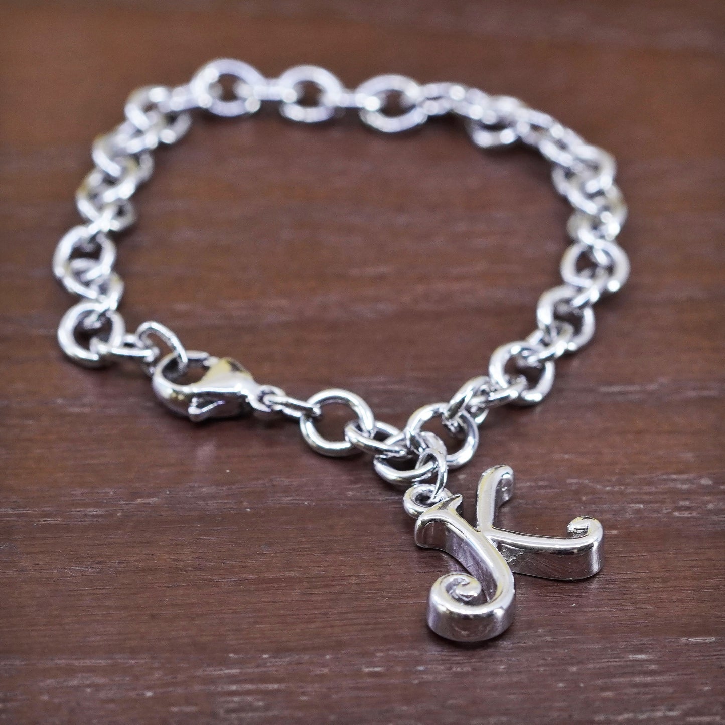 7” Prochain Sterling silver handmade charm bracelet, 925 bold circle link chain