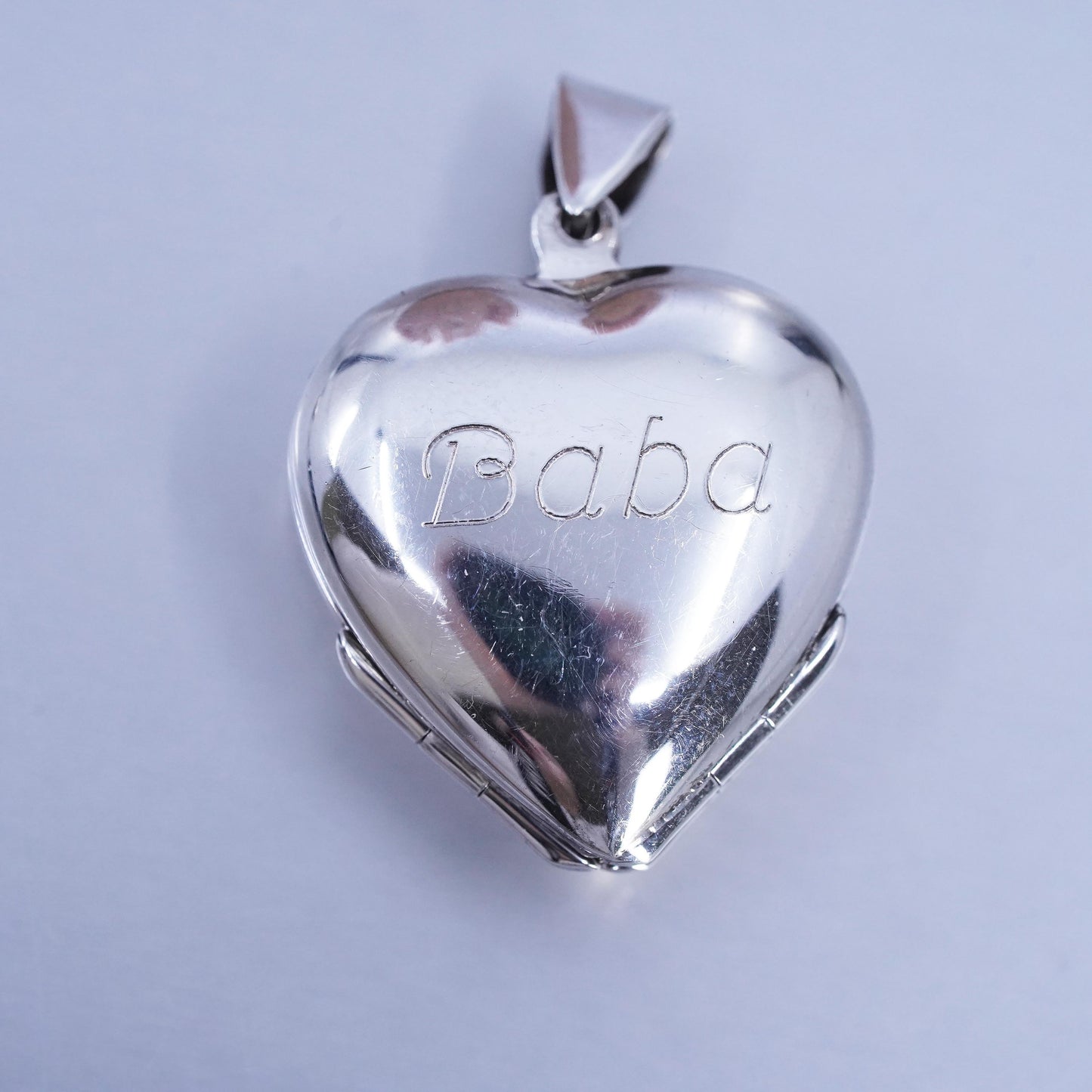 Sterling silver charm, 925 heart 4 photos locket pendant Baba w/ all our love
