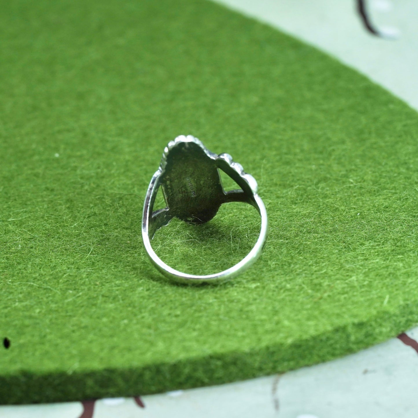 Size 7, Native American sterling silver ring, handmade 925 band with turquoise