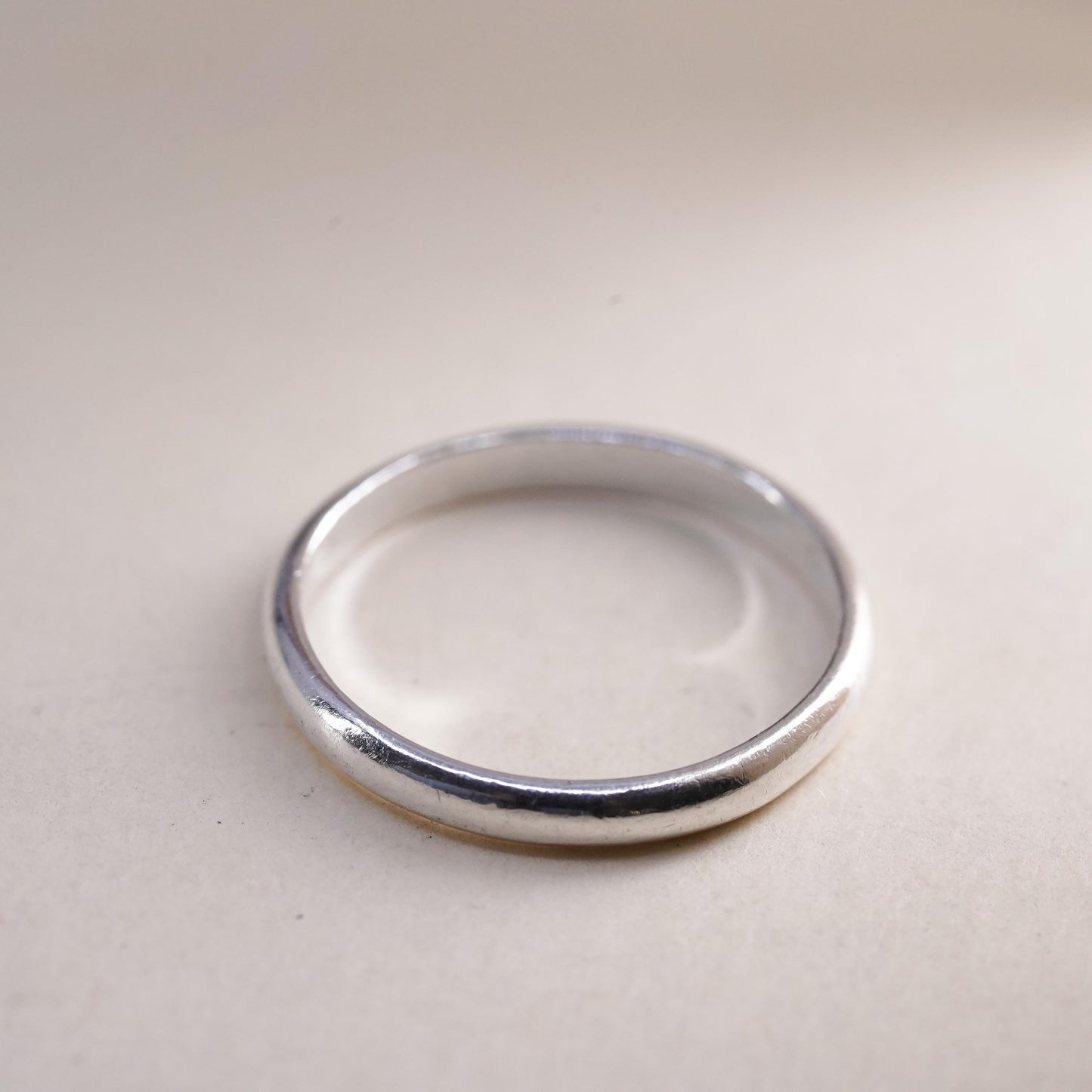 Size 6 Vintage sterling silver handmade ring, 925 silver band, wedding band