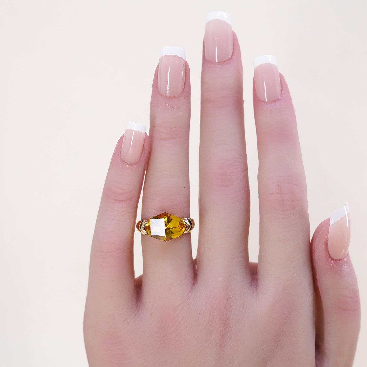 Size 6, Vermeil gold over sterling silver citrine ring, 925 band, engagement