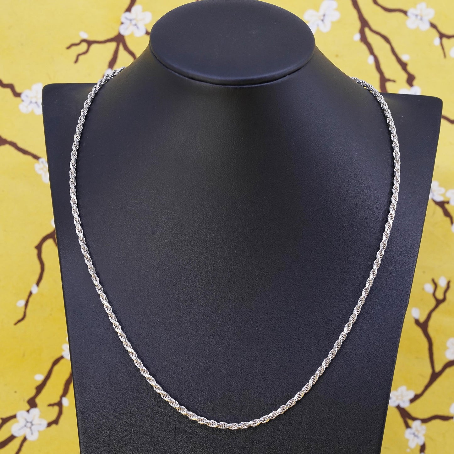 20”, 3mm, vintage Sterling silver necklace, Italy 925 rope chain