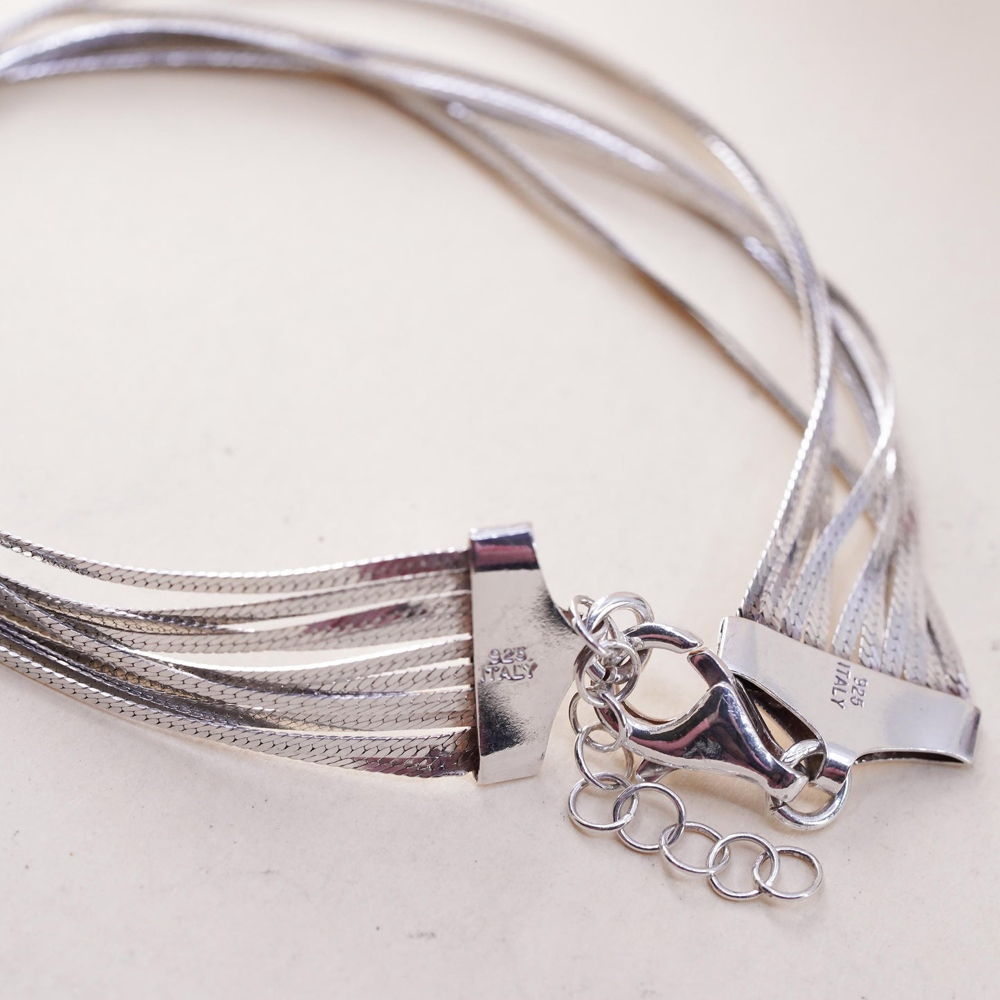 7+1”, Dyadema Italian multi 10 strands sterling silver bracelet 925 herringbone
