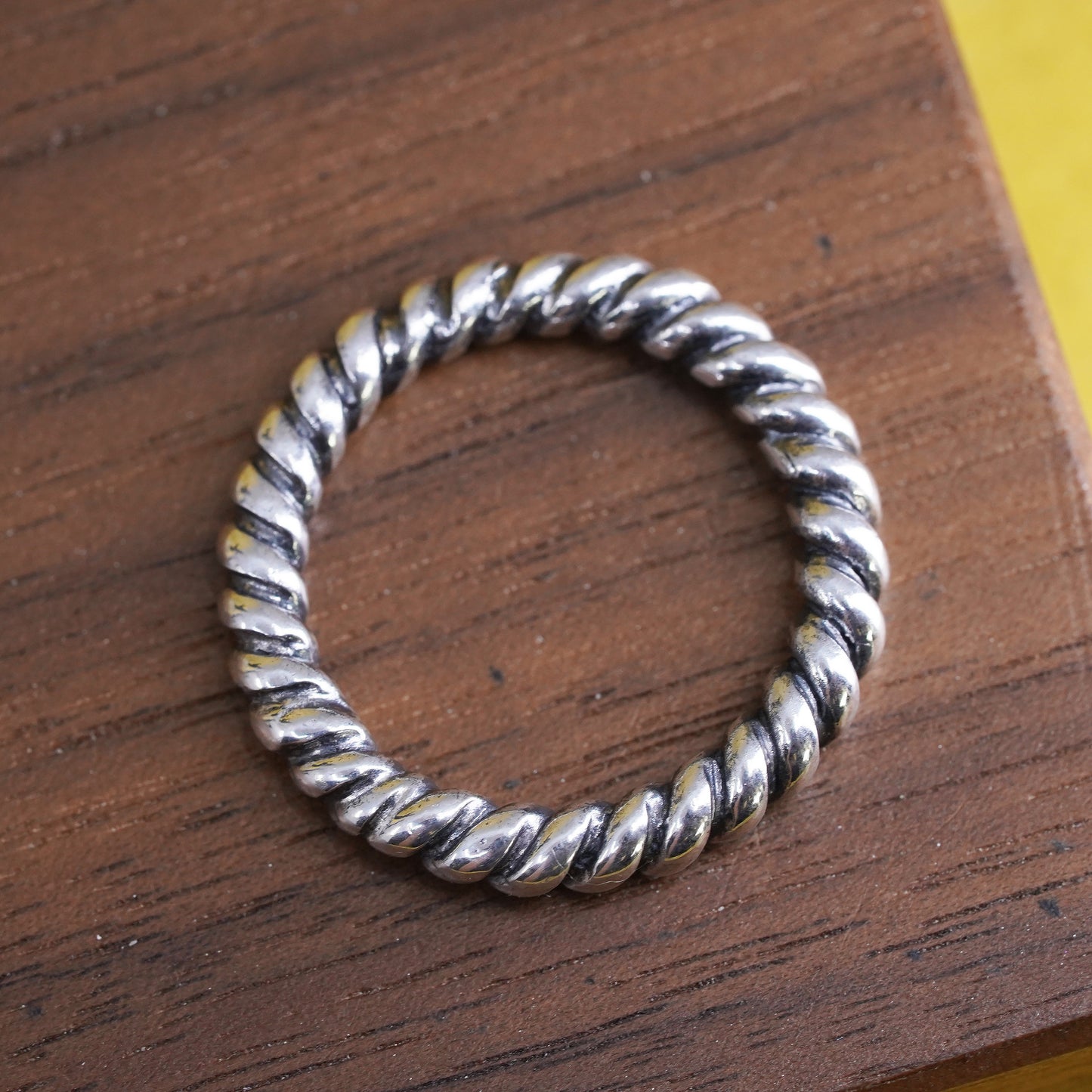 Size 6, vintage Sterling silver handmade ring, Mexican 925 cable band