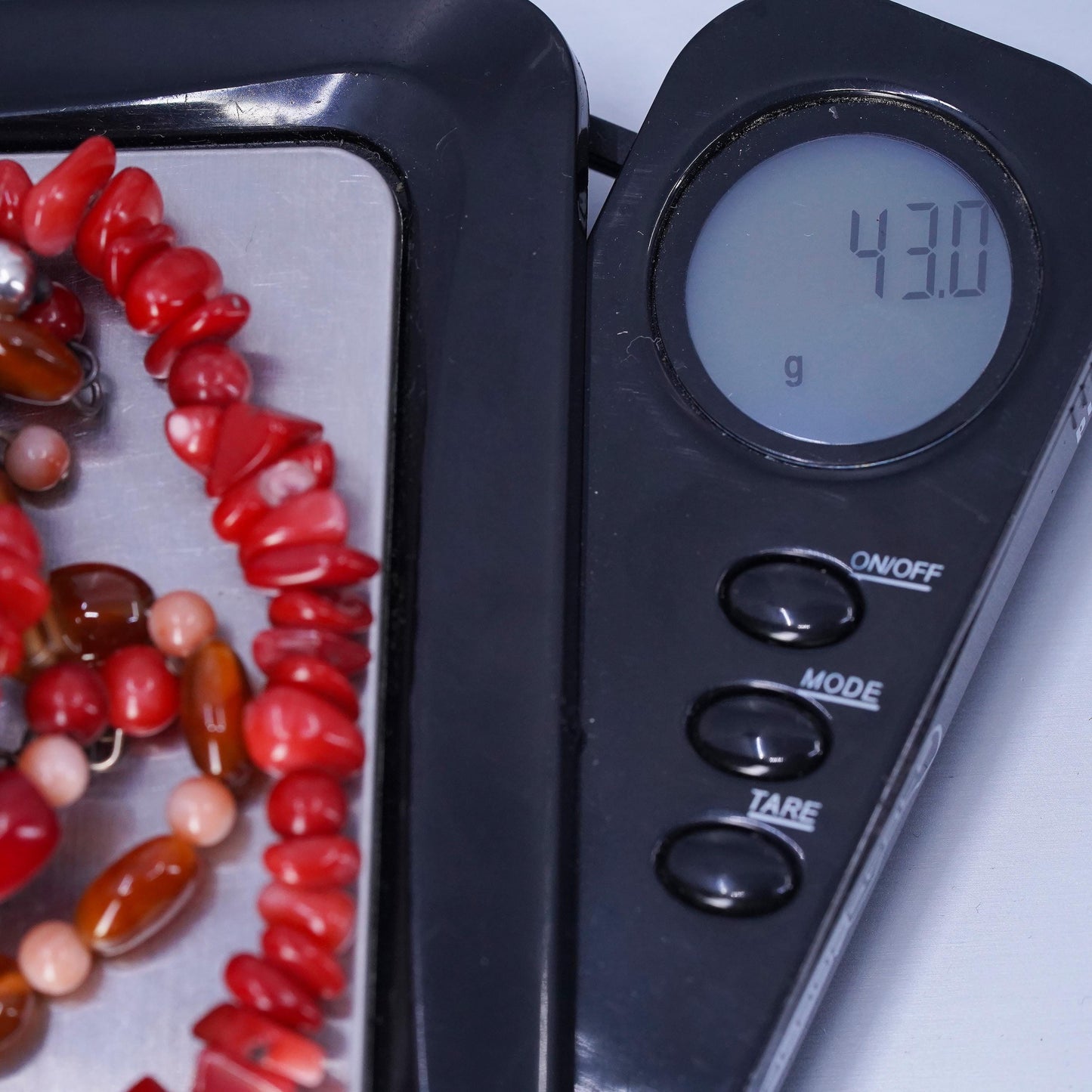 8+1”, Sterling 925 silver multi strands beaded bracelet agate coral carnelian