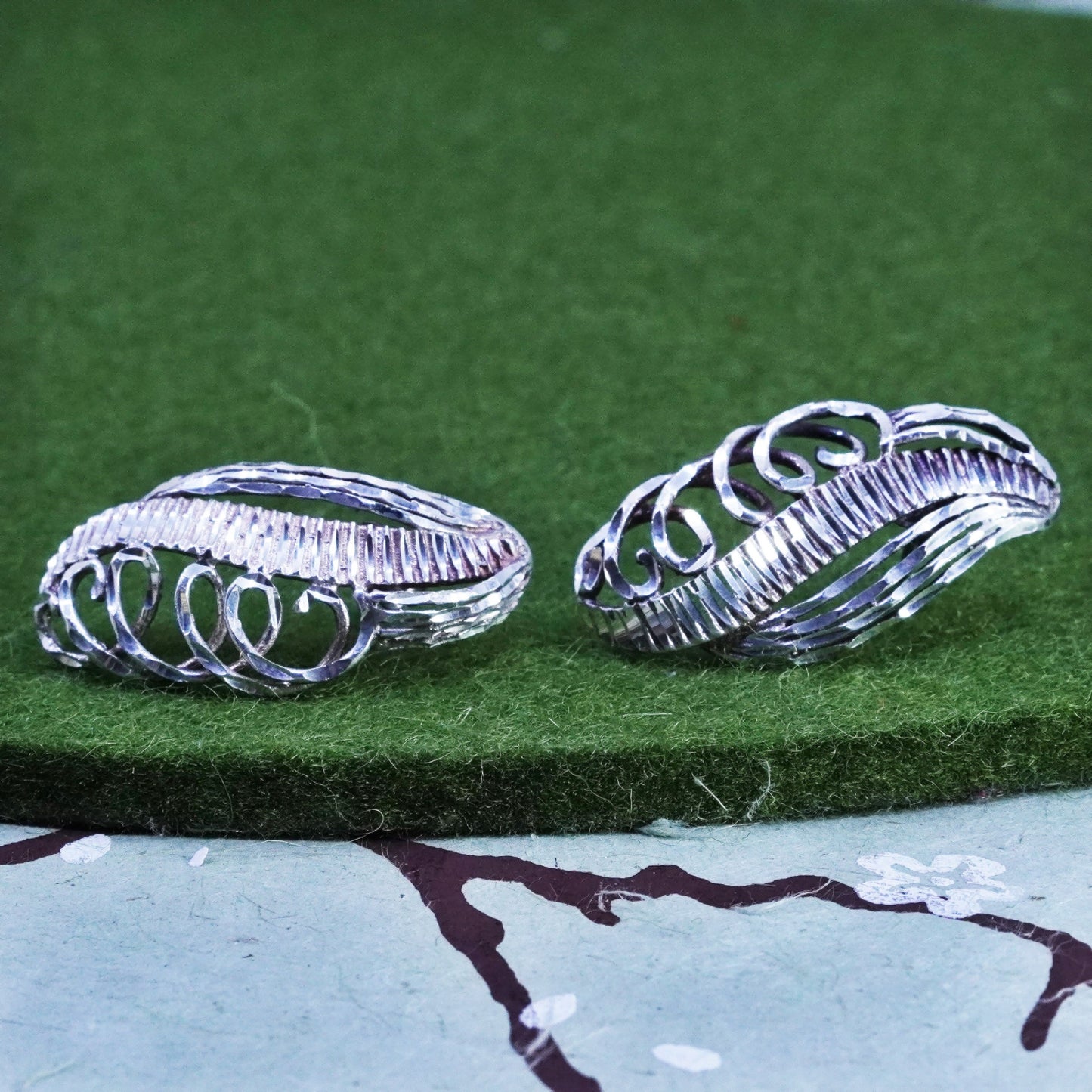 Vintage southwestern Sterling silver handmade earrings, 925 filigree studs