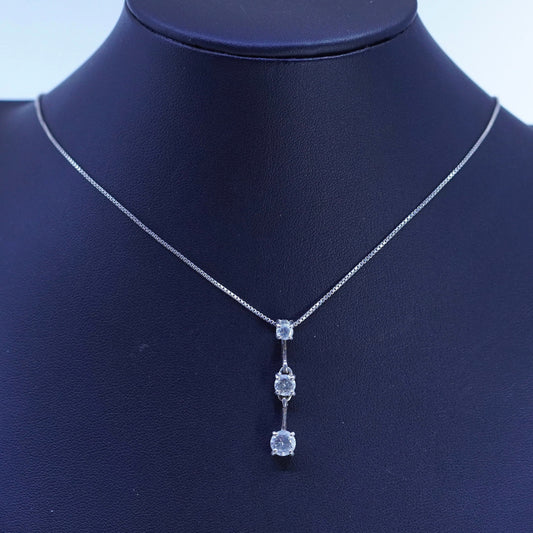 18”, Sterling 925 silver handmade box pendant necklace w/ circle pendant and Cz