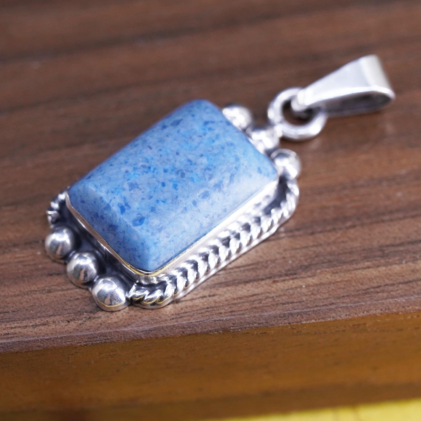 Vintage Mexican Sterling 925 silver charm pendant with denim lapis lazuli beads