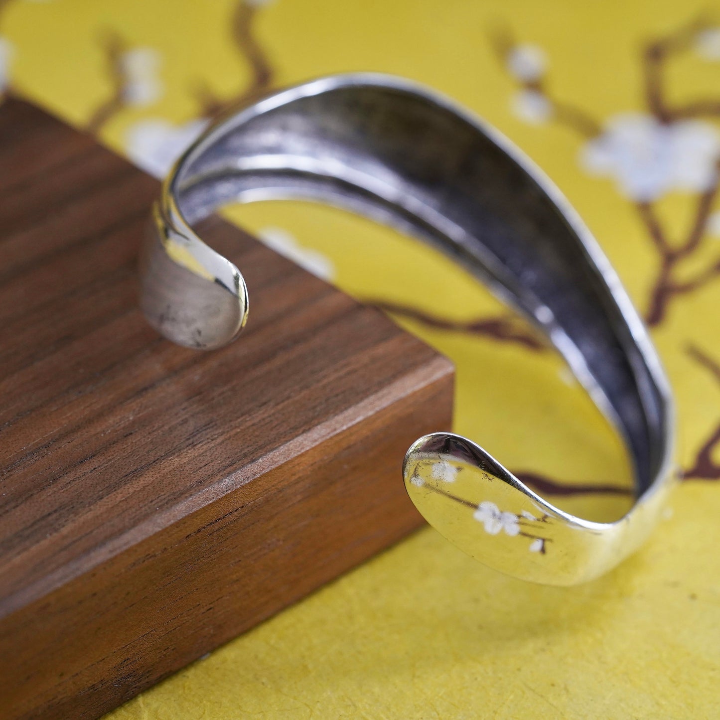 7", Vintage Kabana Sterling silver handmade bracelet, modern 925 wavy cuff