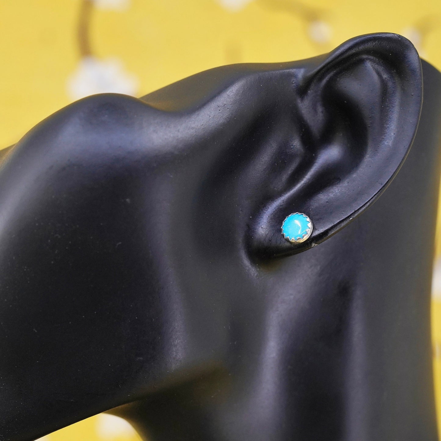 southwestern Sterling Silver Native American Earrings, 925 studs with turquoise