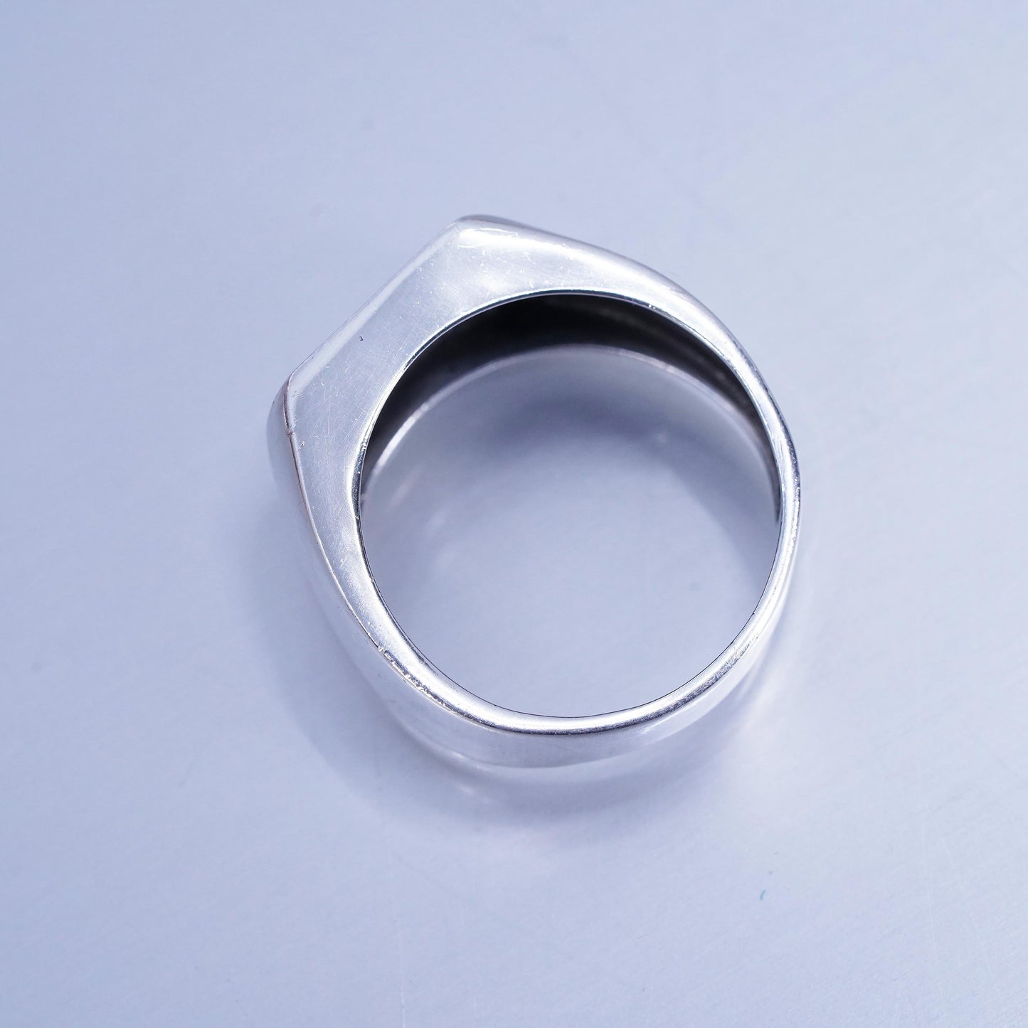 Size 13.5, vintage statement Sterling 925 silver handmade ring, band moon sun
