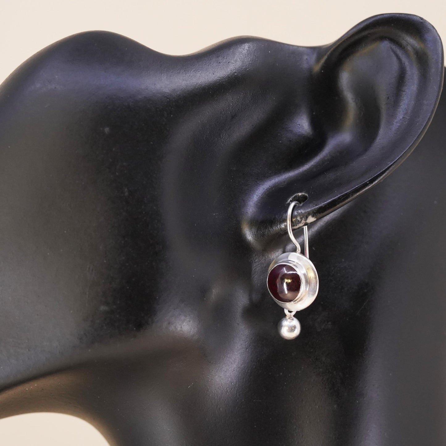 vtg Silpada Sterling 925 Silver Garnet Bead Ball Dangle W0251 single earring